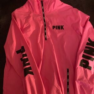 PINK Victoria's Secret Pink Utility Jacket with Black Zipper and Relaxed Fit